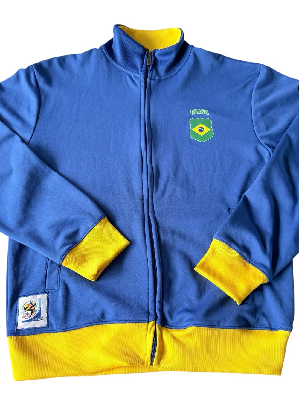 Brazil Jacket Mens M Blue Yellow 2010 FIFA World Cup South Africa Soccer Track